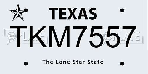 TKM7557 Texas License Plate