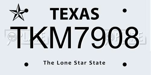 TKM7908 Texas License Plate