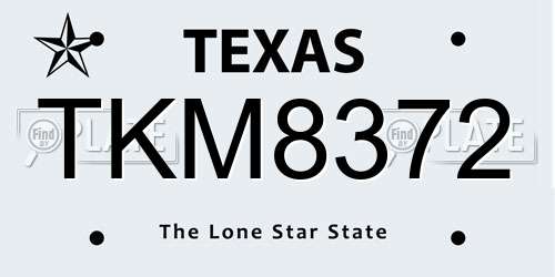 TKM8372 Texas License Plate