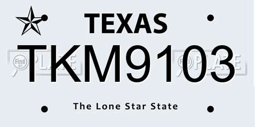 TKM9103 Texas License Plate