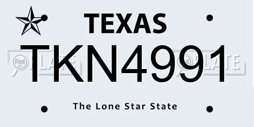 TKN4991 Texas License Plate