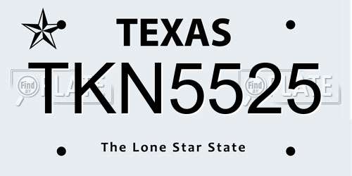 TKN5525 Texas License Plate