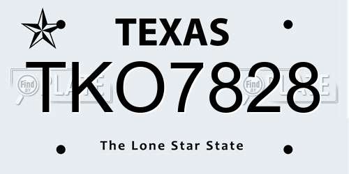 TKO7828 Texas License Plate