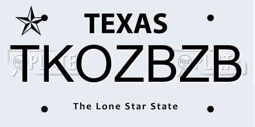 TKOZBZB Texas License Plate