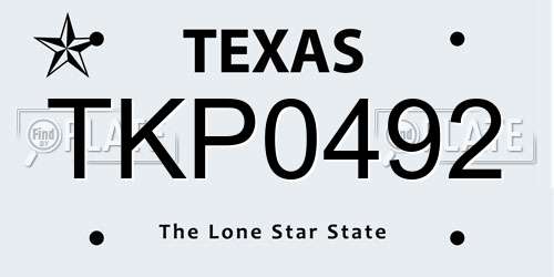 TKP0492 Texas License Plate