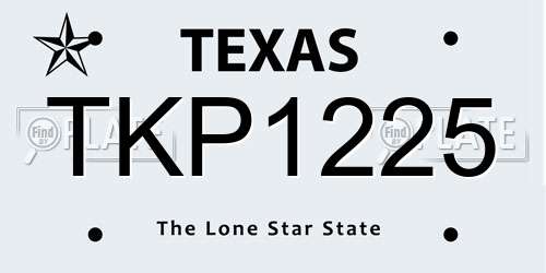 TKP1225 Texas License Plate