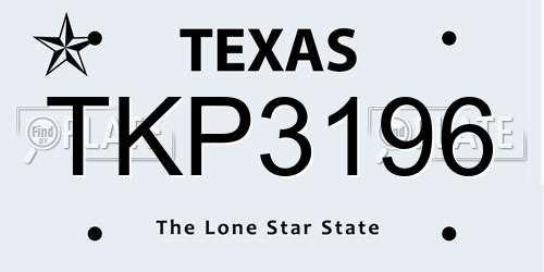 TKP3196 Texas License Plate