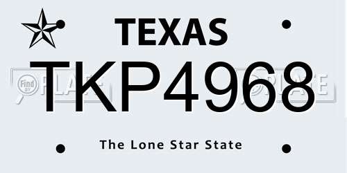 TKP4968 Texas License Plate