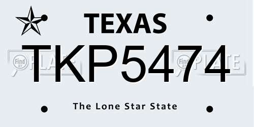TKP5474 Texas License Plate