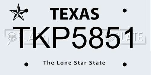 TKP5851 Texas License Plate