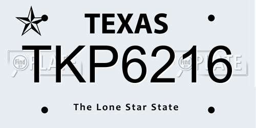 TKP6216 Texas License Plate