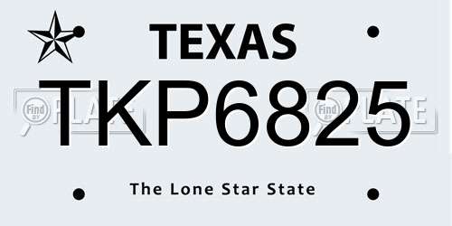 TKP6825 Texas License Plate