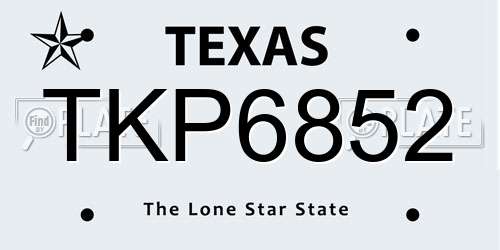 TKP6852 Texas License Plate