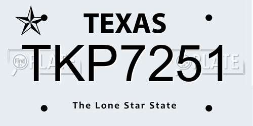 TKP7251 Texas License Plate