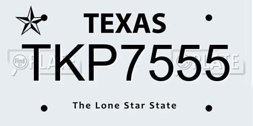 TKP7555 Texas License Plate
