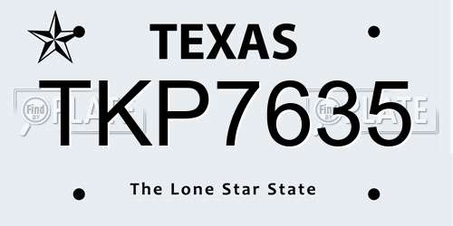 TKP7635 Texas License Plate