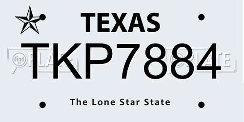 TKP7884 Texas License Plate