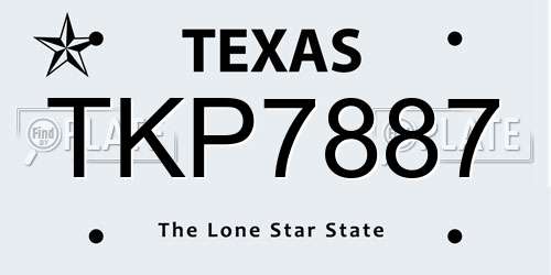 TKP7887 Texas License Plate