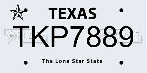 TKP7889 Texas License Plate