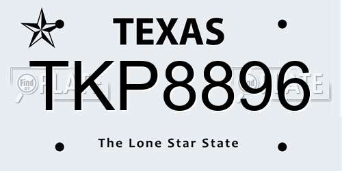 TKP8896 Texas License Plate