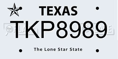 TKP8989 Texas License Plate