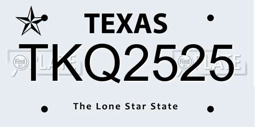 TKQ2525 Texas License Plate