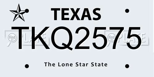 TKQ2575 Texas License Plate