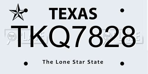 TKQ7828 Texas License Plate