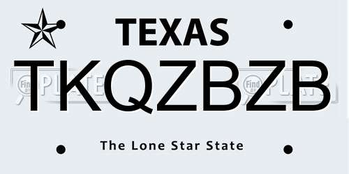 TKQZBZB Texas License Plate