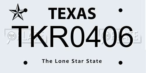 TKR0406 Texas License Plate
