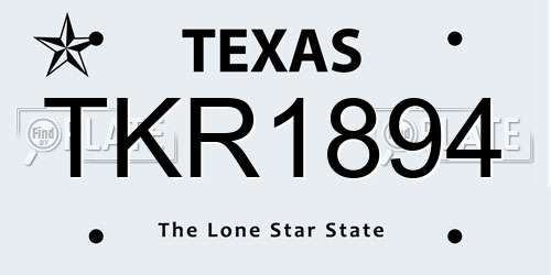 TKR1894 Texas License Plate