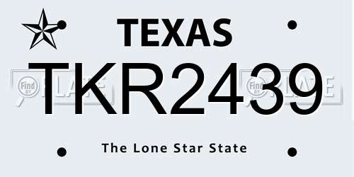 TKR2439 Texas License Plate