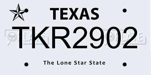 TKR2902 Texas License Plate