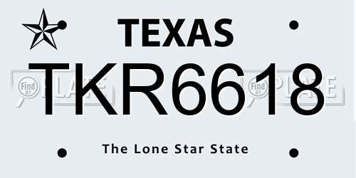 TKR6618 Texas License Plate