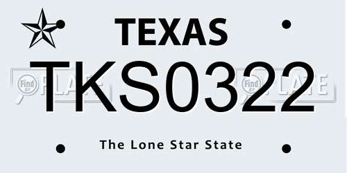 TKS0322 Texas License Plate