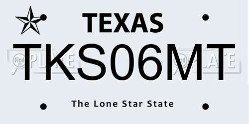 TKS06MT Texas License Plate