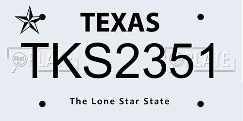 TKS2351 Texas License Plate