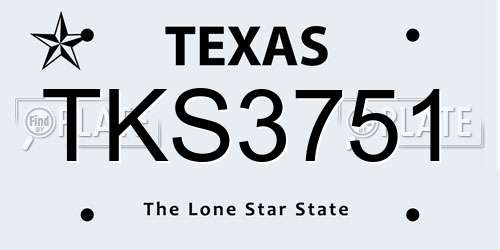 TKS3751 Texas License Plate