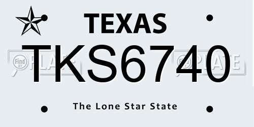 TKS6740 Texas License Plate
