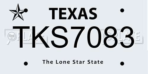 TKS7083 Texas License Plate