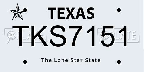 TKS7151 Texas License Plate