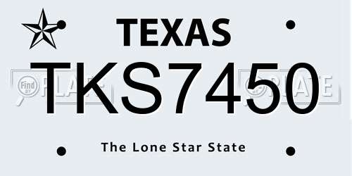 TKS7450 Texas License Plate