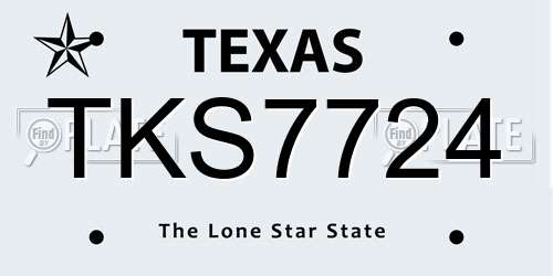 TKS7724 Texas License Plate