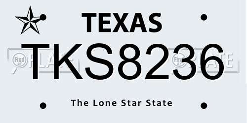 TKS8236 Texas License Plate