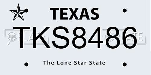 TKS8486 Texas License Plate