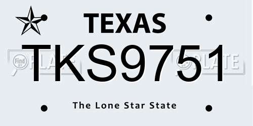 TKS9751 Texas License Plate