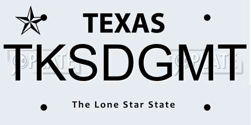 TKSDGMT Texas License Plate