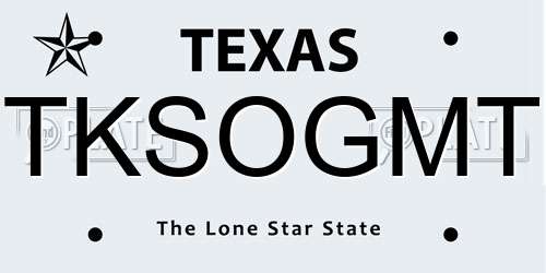 TKSOGMT Texas License Plate