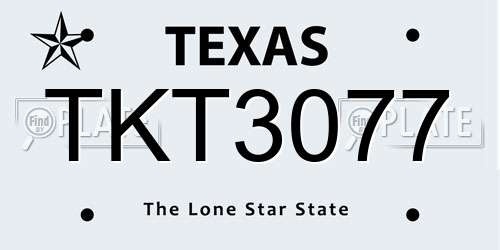 TKT3077 Texas License Plate