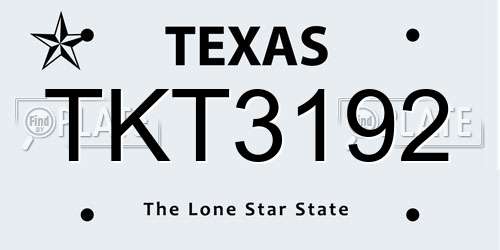 TKT3192 Texas License Plate